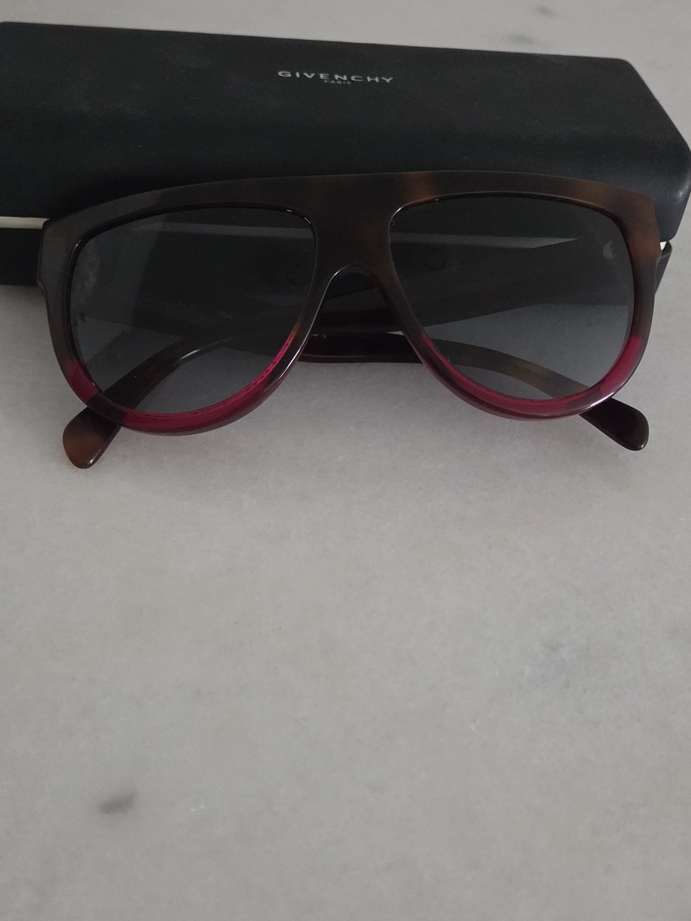 Celine Oversized Brown to Burgundy Ombre Shield Sunglasses